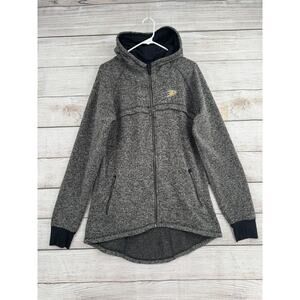 NHL Anaheim Ducks Full Zip High Low Fleece Jacket Womens XL Gray Black